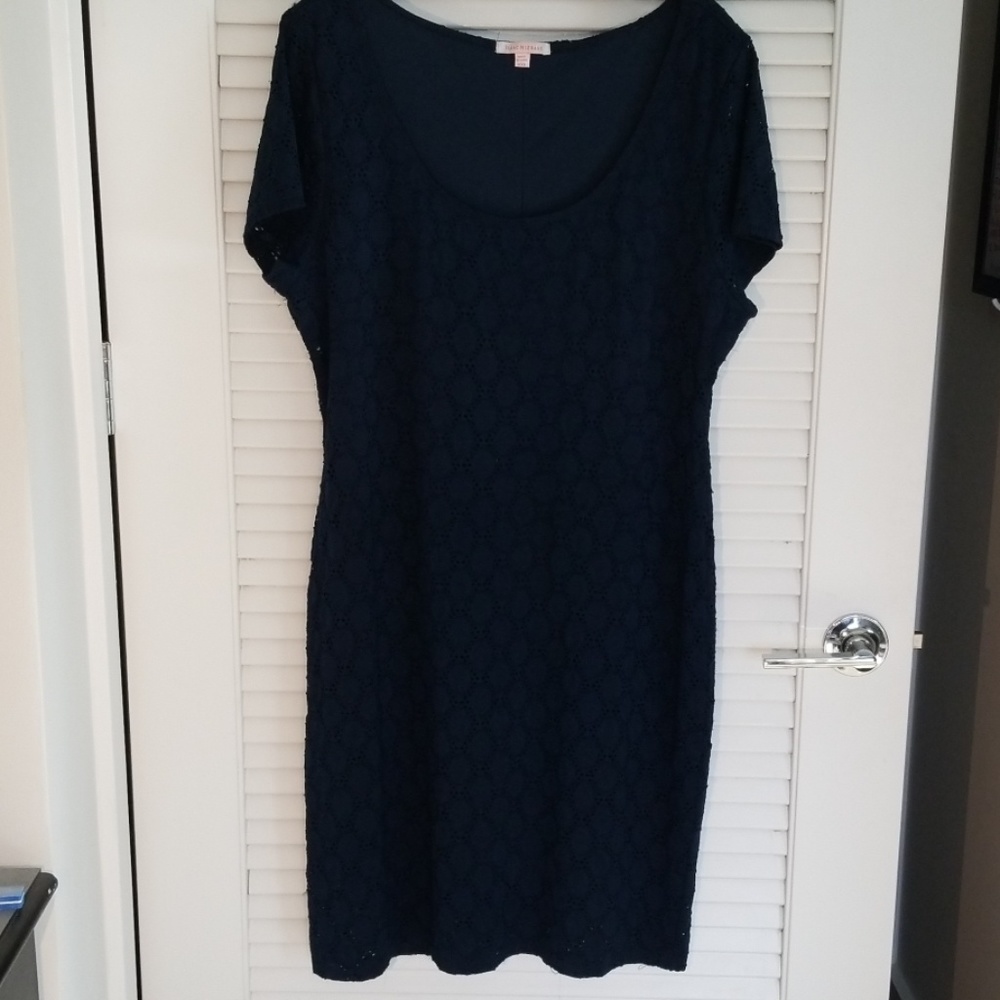 Isaac Mizrahi Navy Lasercut Dress